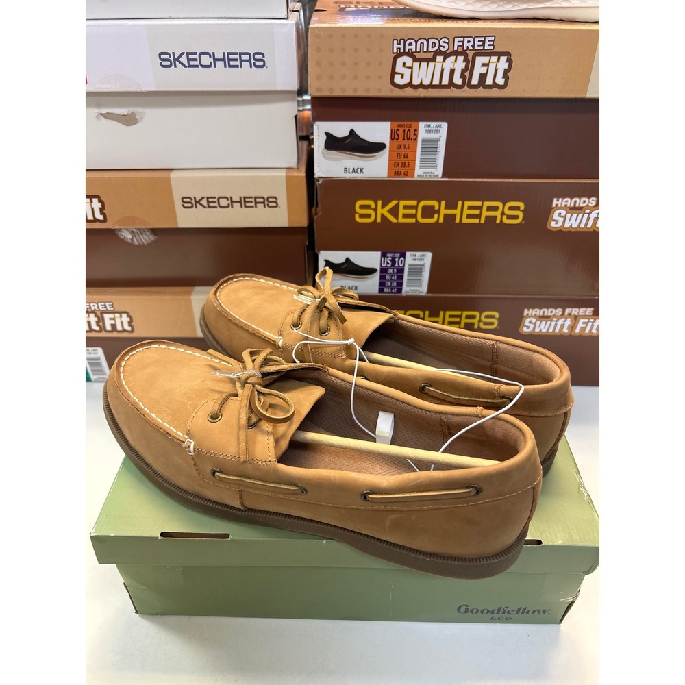 Goodfellow Bennett Casual Boat Shoes Mens 12 Cognac Leather Memory Foam 0606